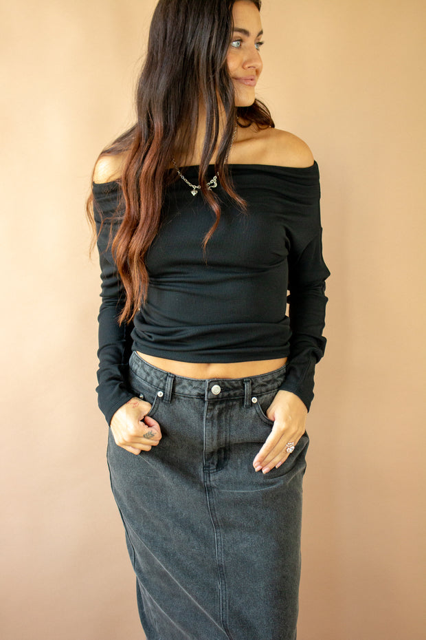 Tyana Off Shoulder Top Black