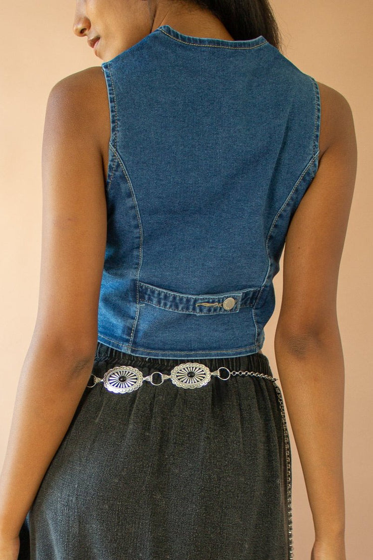 Darla Rhinestone Jean Vest