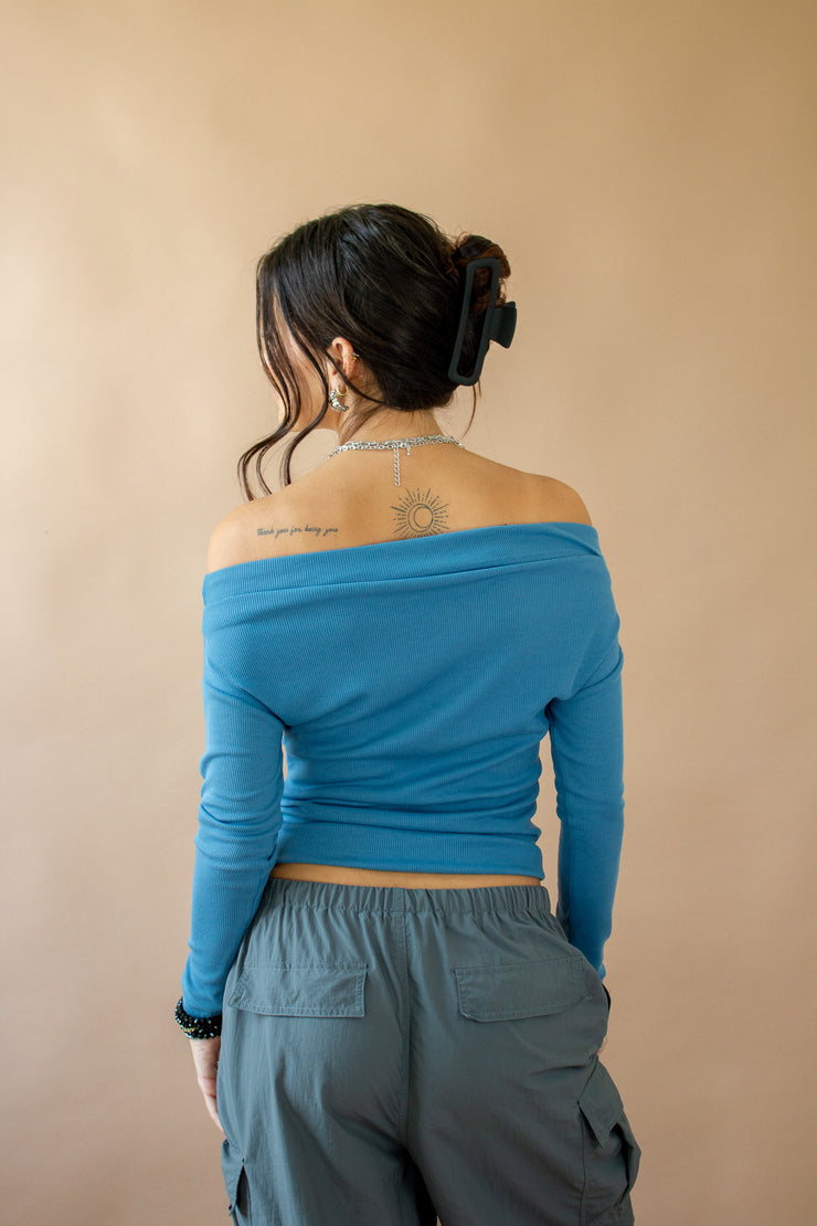 Tyana Off Shoulder Top Blue