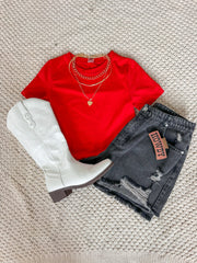 Nina Crew Basic Crop Top Red