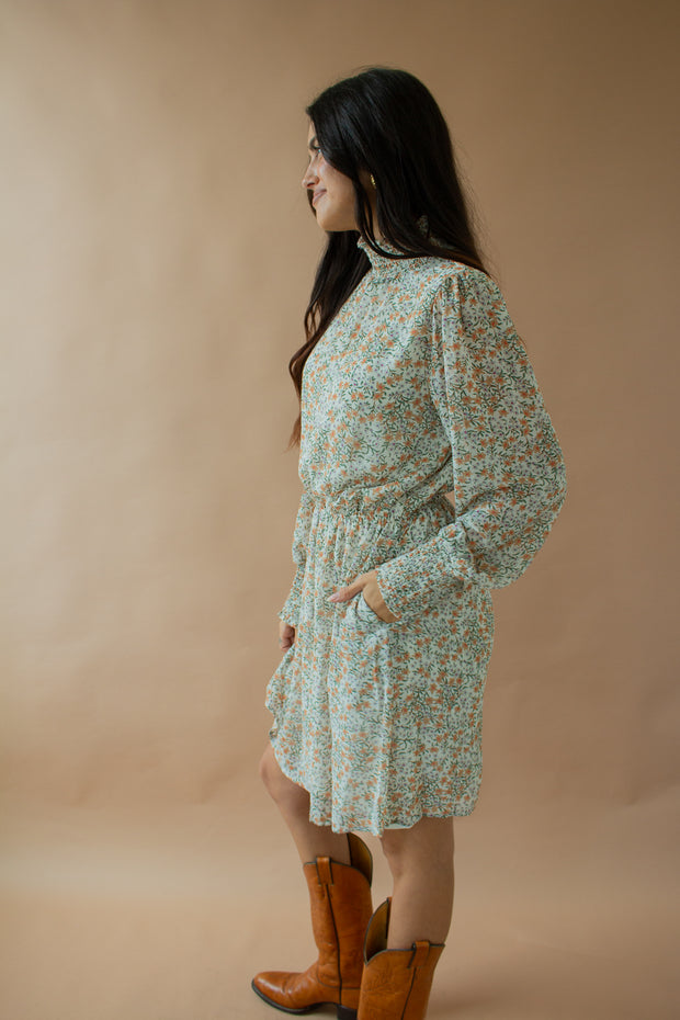 Fall Evening Dainty Floral Dress White