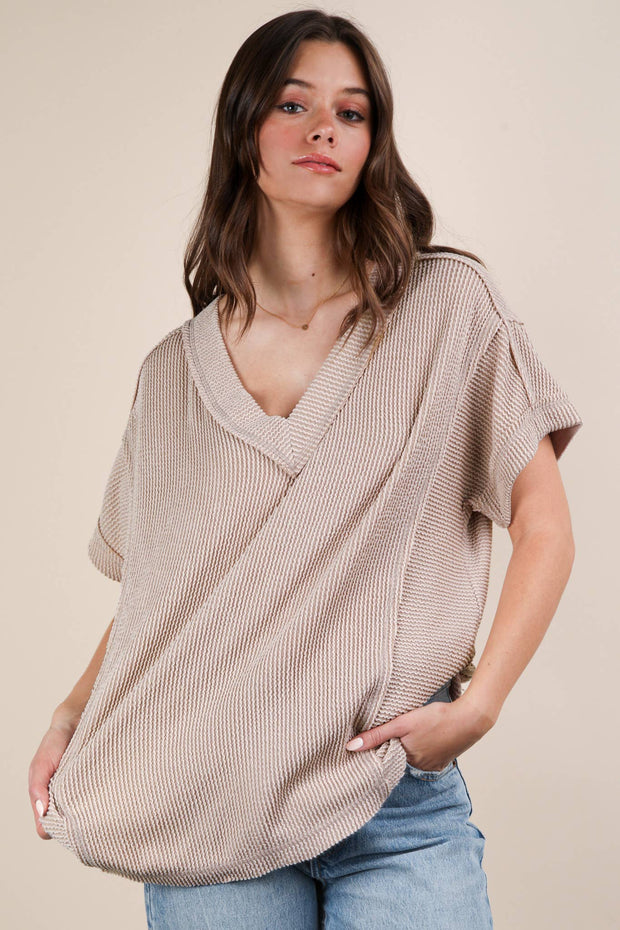 Paula Ribbed Short Sleeve Top