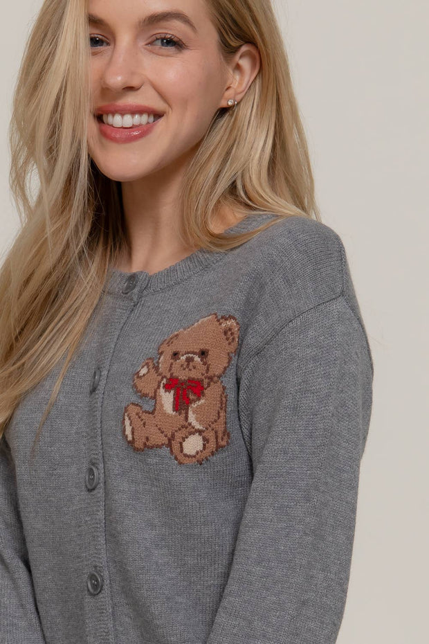 Teddy Time Embroidered Cardigan