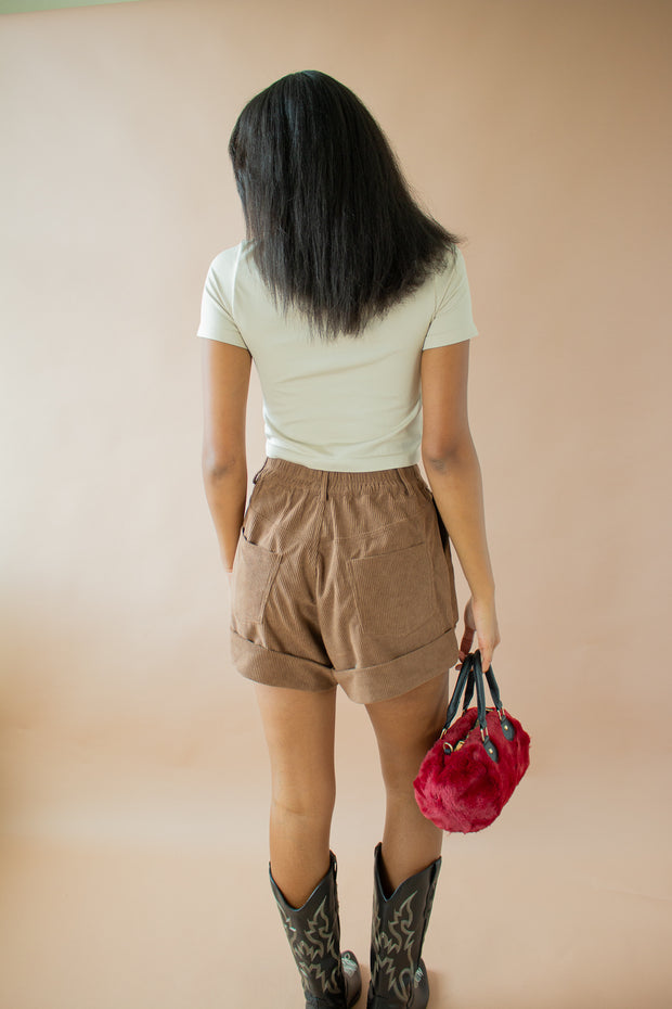 Zoey Corduroy Shorts Brown