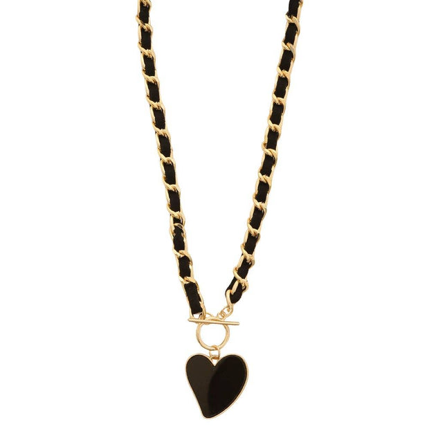 Heart Pendant Curb Link Necklace