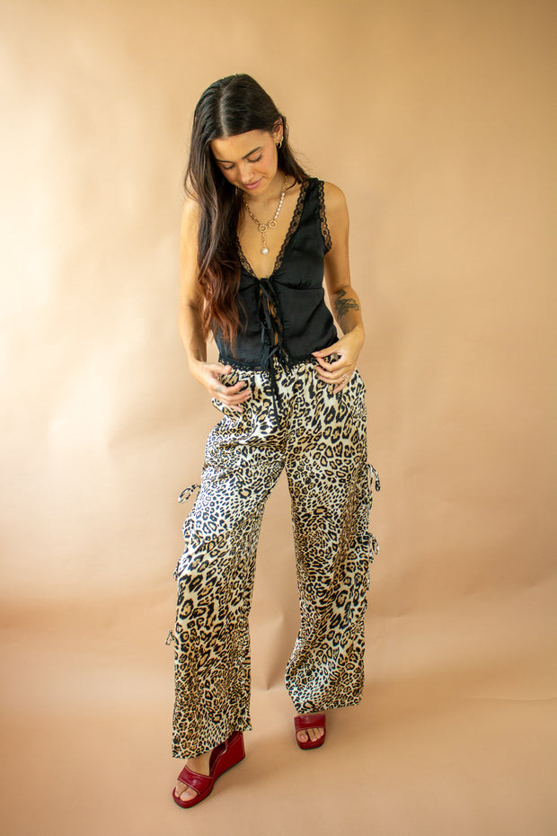 Leopard Open Side Tie Pants