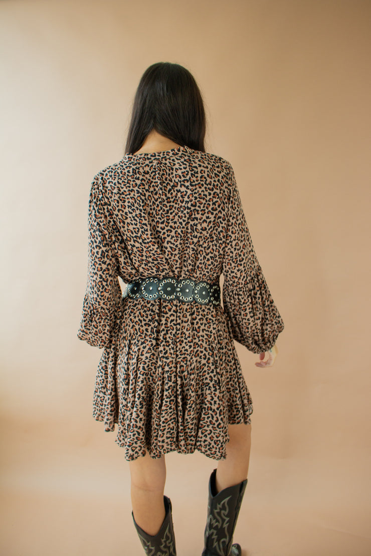 Evelyn Leopard Print Dress Brown