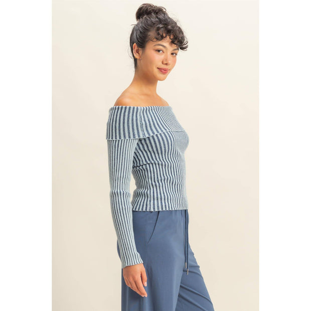 Margeri Ribbed Off Shoulder Top