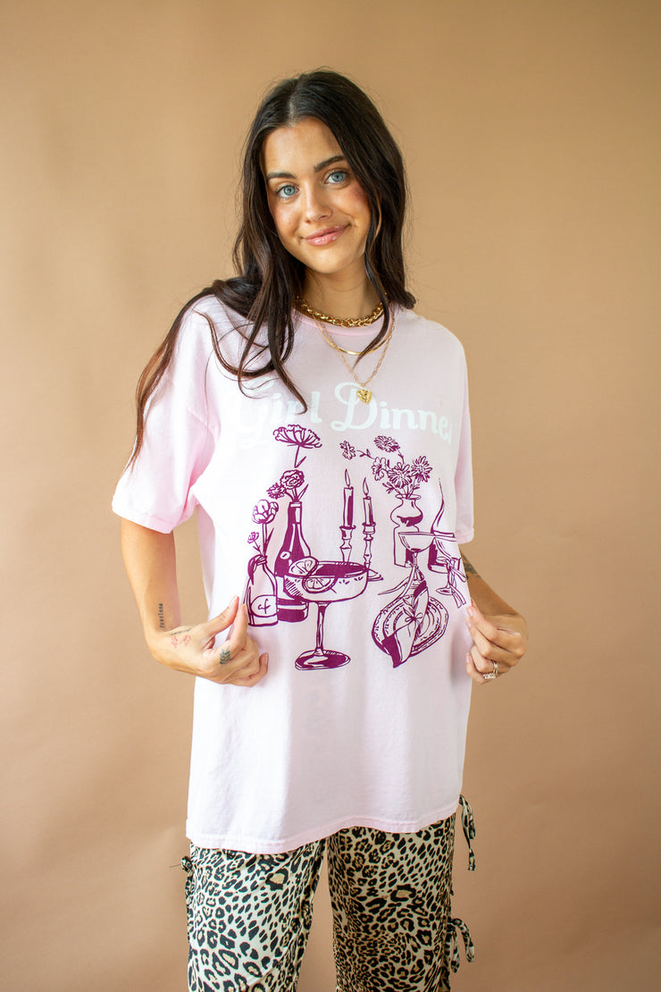 Girl Dinner Graphic Tee Pink