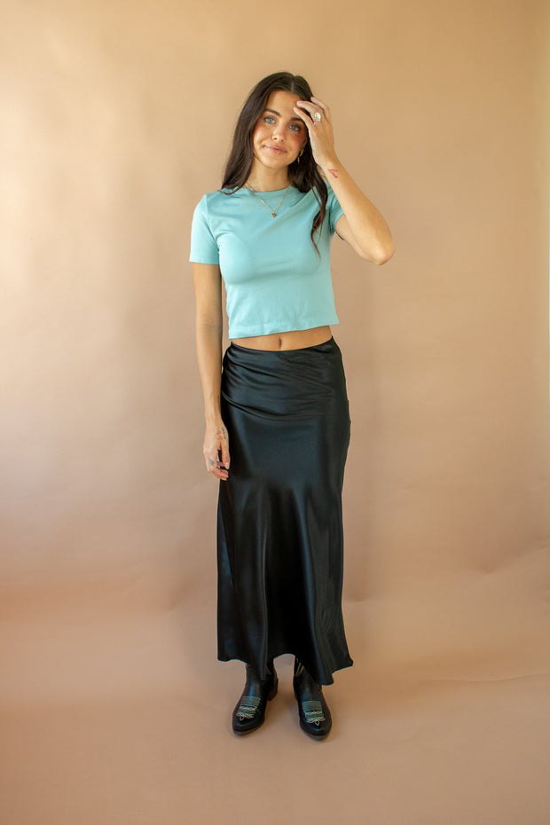 Nina Crew Basic Crop Top Blue