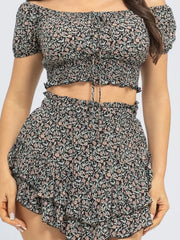 Lila Floral Ruffle Mini Skirt