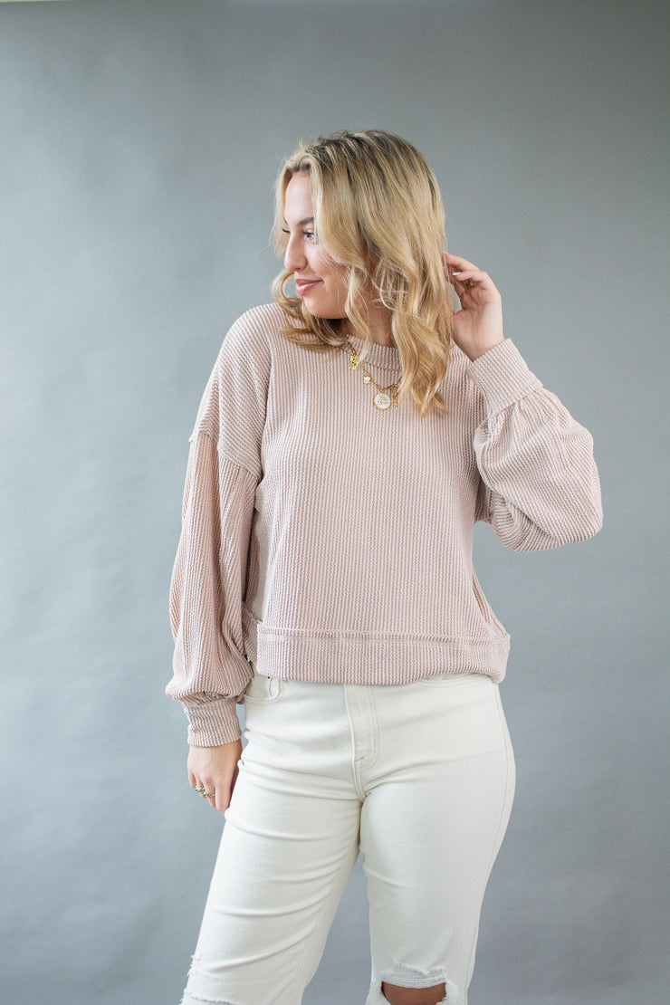 Laura Ribbed Top Oatmeal