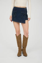 Rhea Denim Bow Skort