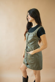 Jacquie Leather Dress Olive