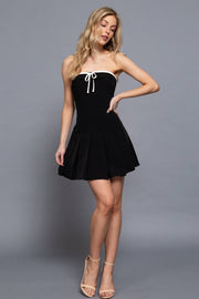 Pretty Pleats Ribbon Tube Dress