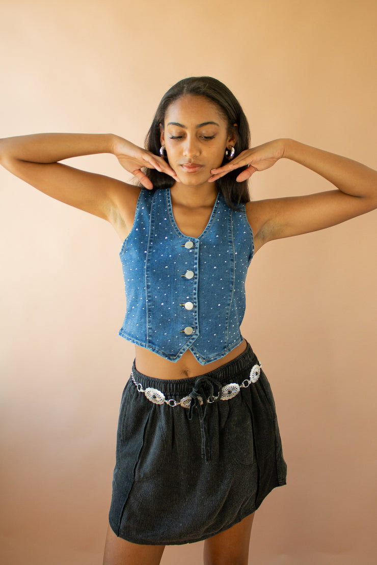 Darla Rhinestone Jean Vest