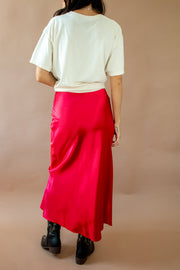 Bias Satin Skirt Red