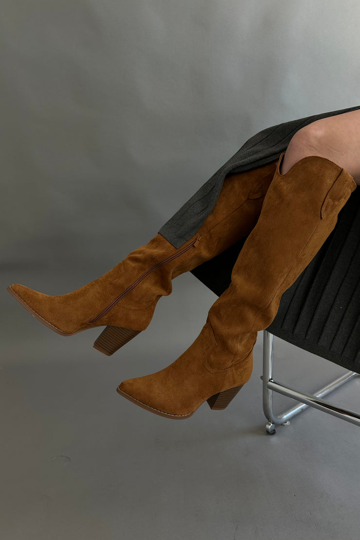 Mondee Knee-High Riding Boots Tan