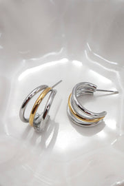 18K SS Mixed Metal Huggie
