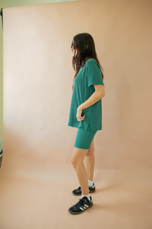 Nylah Oversized Ribbed Tee Green