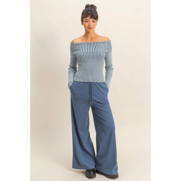 Margeri Ribbed Off Shoulder Top