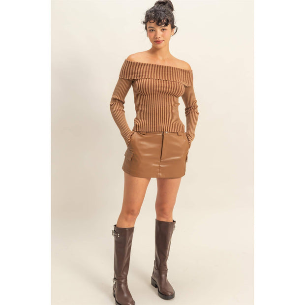 Margeri Ribbed Off Shoulder Top