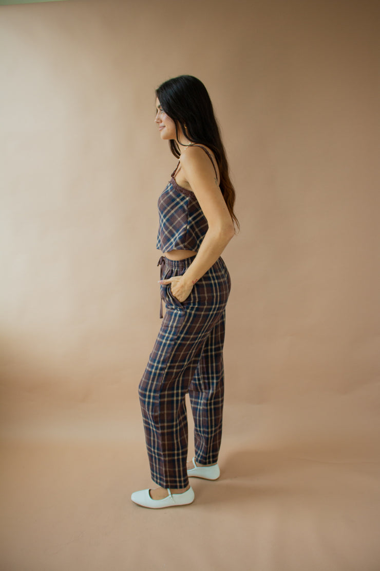 Cheryl Plaid Pants Brown