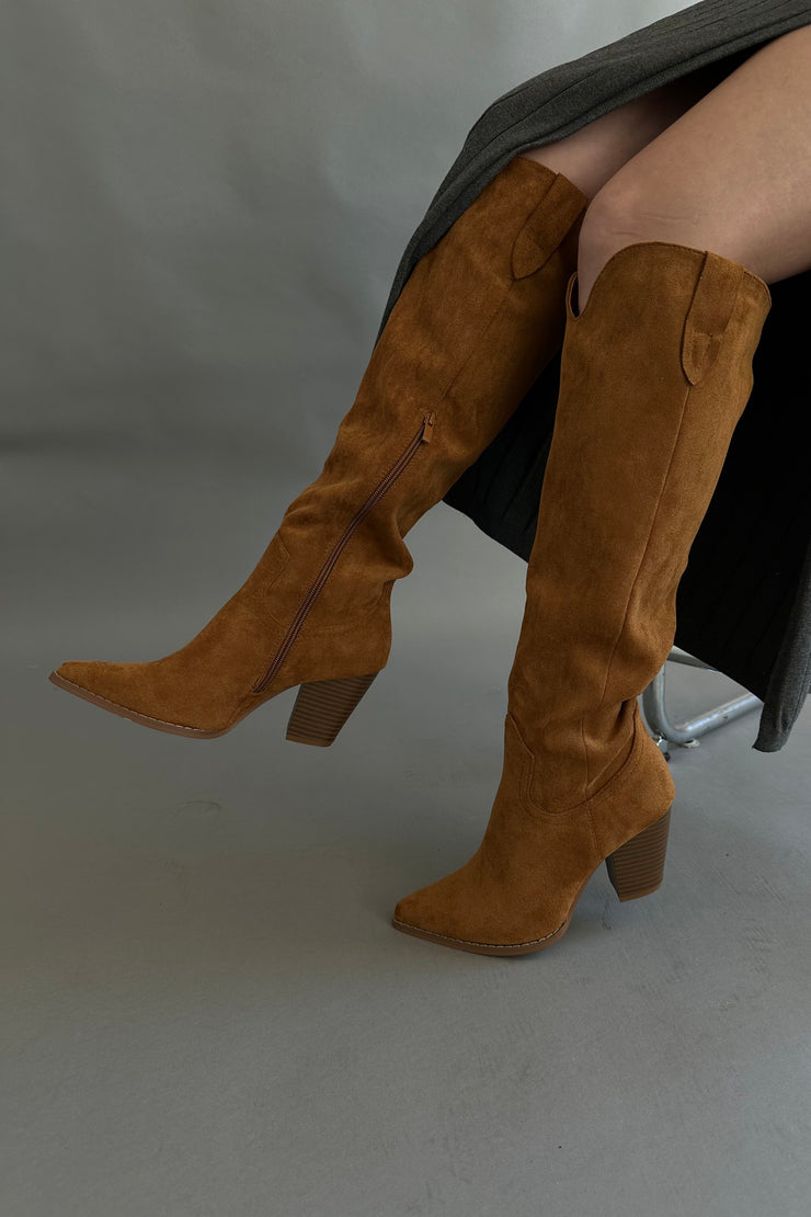 Mondee Knee-High Riding Boots Tan