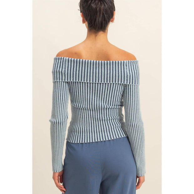 Margeri Ribbed Off Shoulder Top