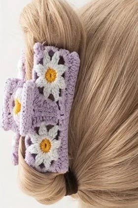 JUMBO CROCHET FLORAL HAIR CLAW CLIPS