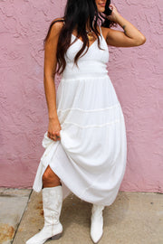 Santorini Shirred Dress White
