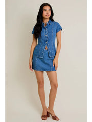Mya Denim Button-Up Top