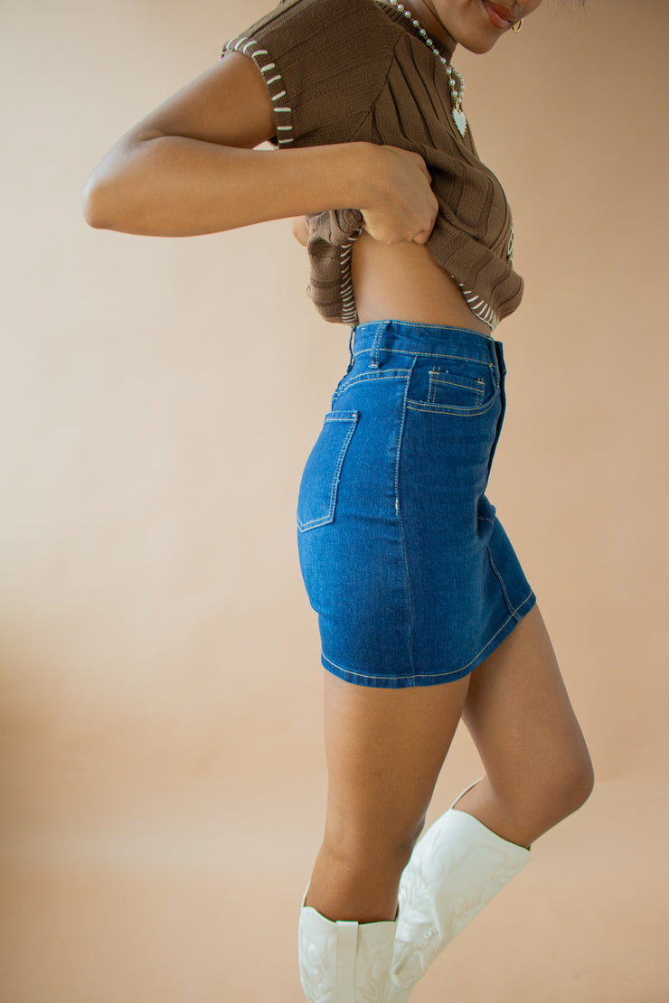 Adalia Denim Mini Skirt Dark