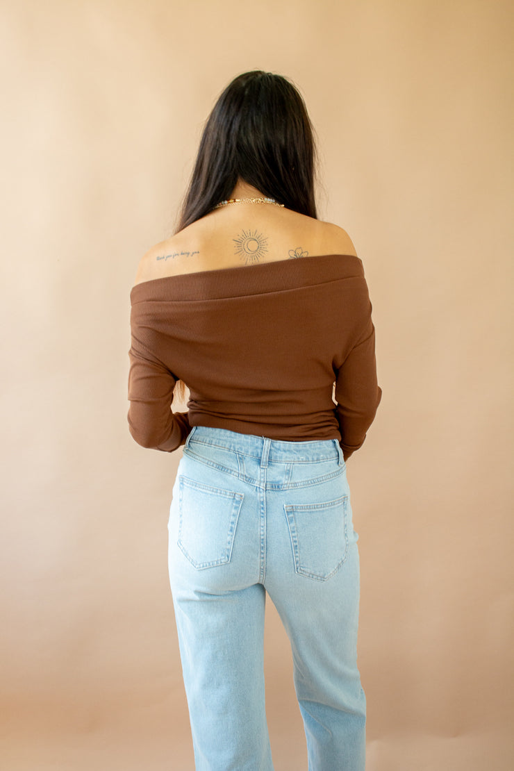 Tyana Off Shoulder Top Brown