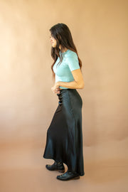 Bias Satin Skirt Black