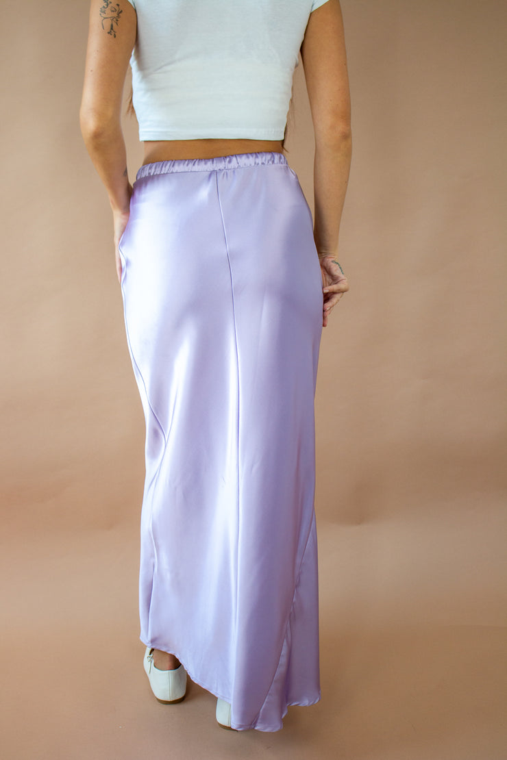 Zoey Satin Maxi Skirt Lavender