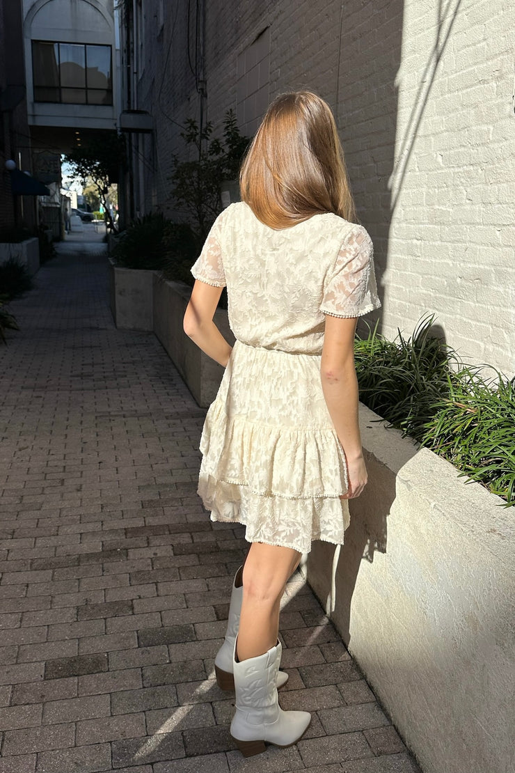 Beth Lace Ruffle Mini Dress Ivory