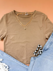 Nina Crew Basic Crop Top Camel