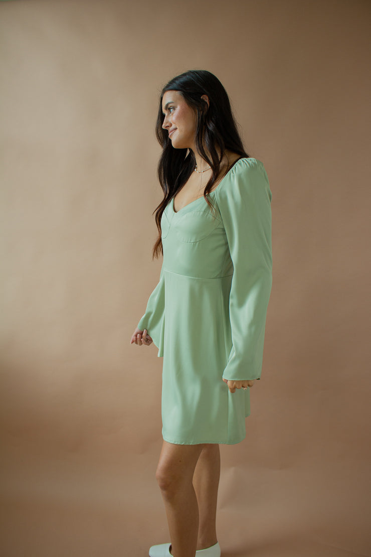 Ella Satin Dress Sage