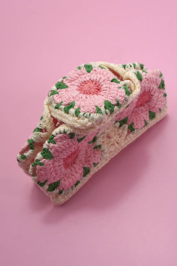 JUMBO CROCHET FLORAL HAIR CLAW CLIPS