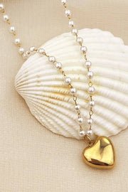 18K GP Pearl Heart Necklace