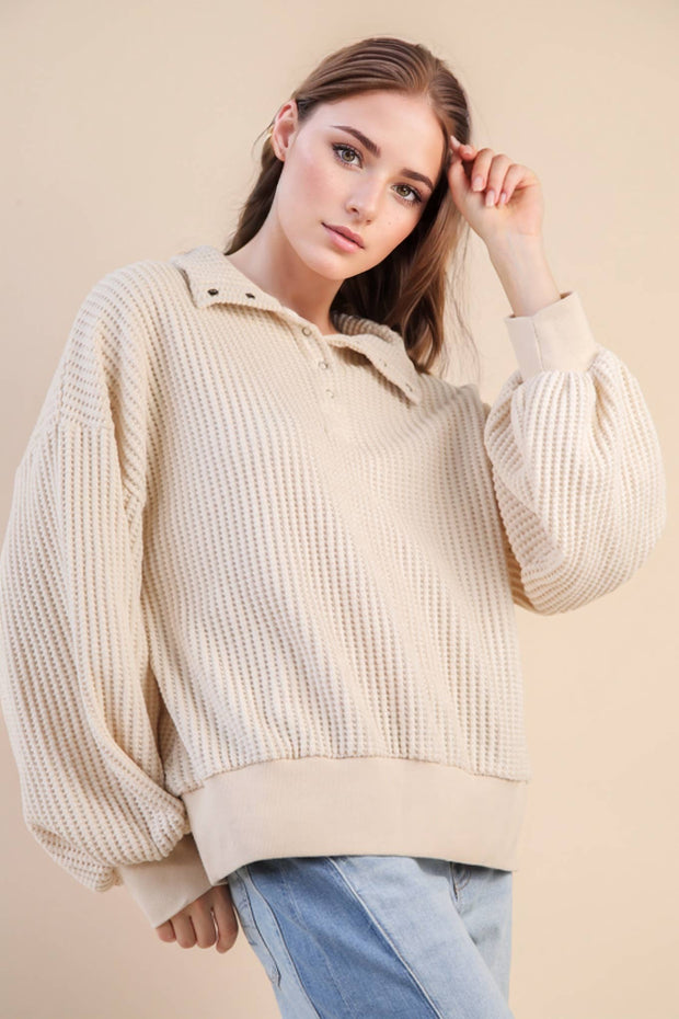 Brielle Waffle Knit Pullover