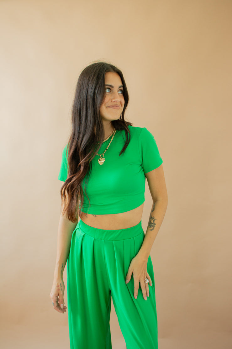 Brandy Crop Top Kelly Green