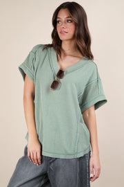 Paula Ribbed Short Sleeve Top