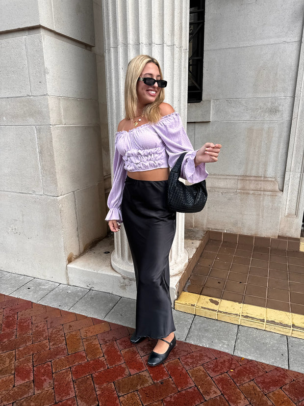 Stella Off Shoulder Smocked Top Lavender