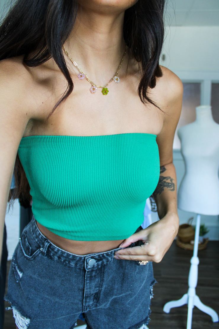 Tate Ribbed Tube Top Green