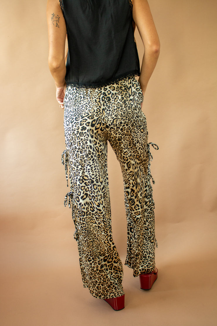 Leopard Open Side Tie Pants