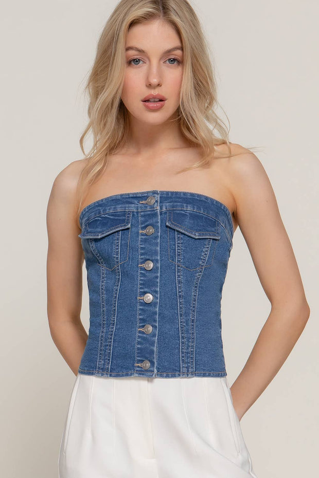 Ava Denim Tube Top