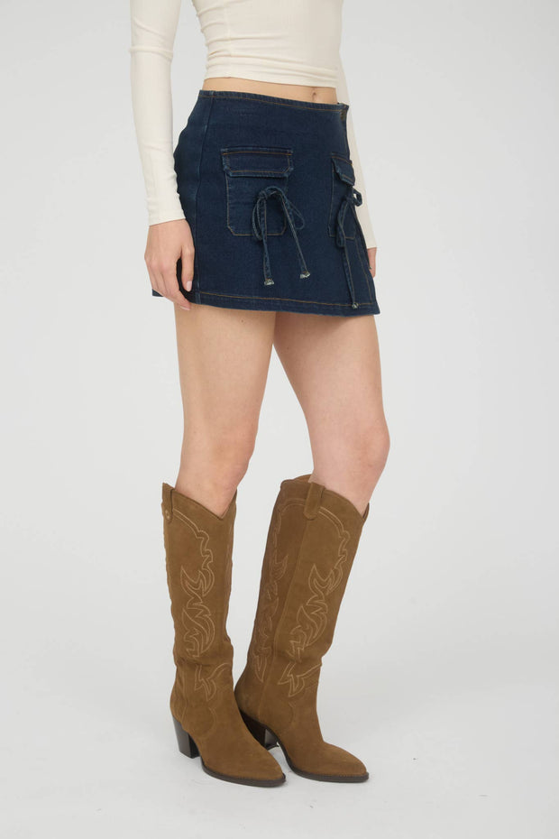 Rhea Denim Bow Skort