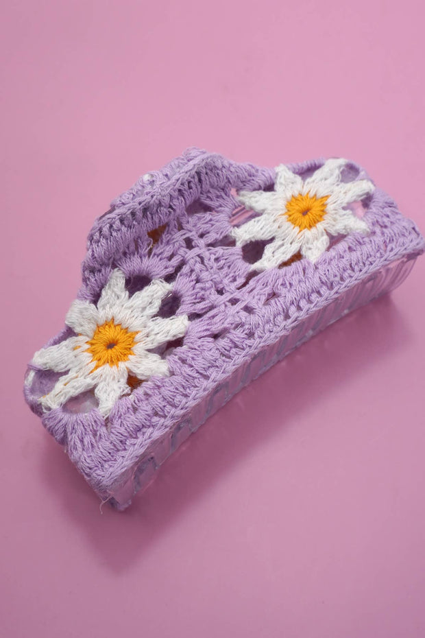 JUMBO CROCHET FLORAL HAIR CLAW CLIPS